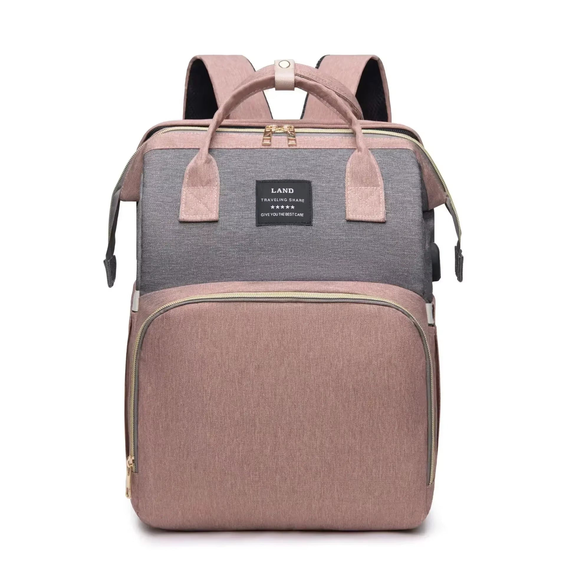 Ultimate Folding Mommy Bag: Portable Crib Bed & Stylish Diaper Backpack for Active Moms