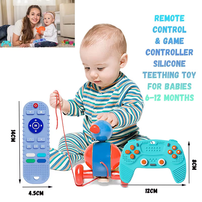 Silicone BPA-Free Baby Teething Toy in TV Remote Control Shape - Soothing Chew Relief for Infants and Toddlers