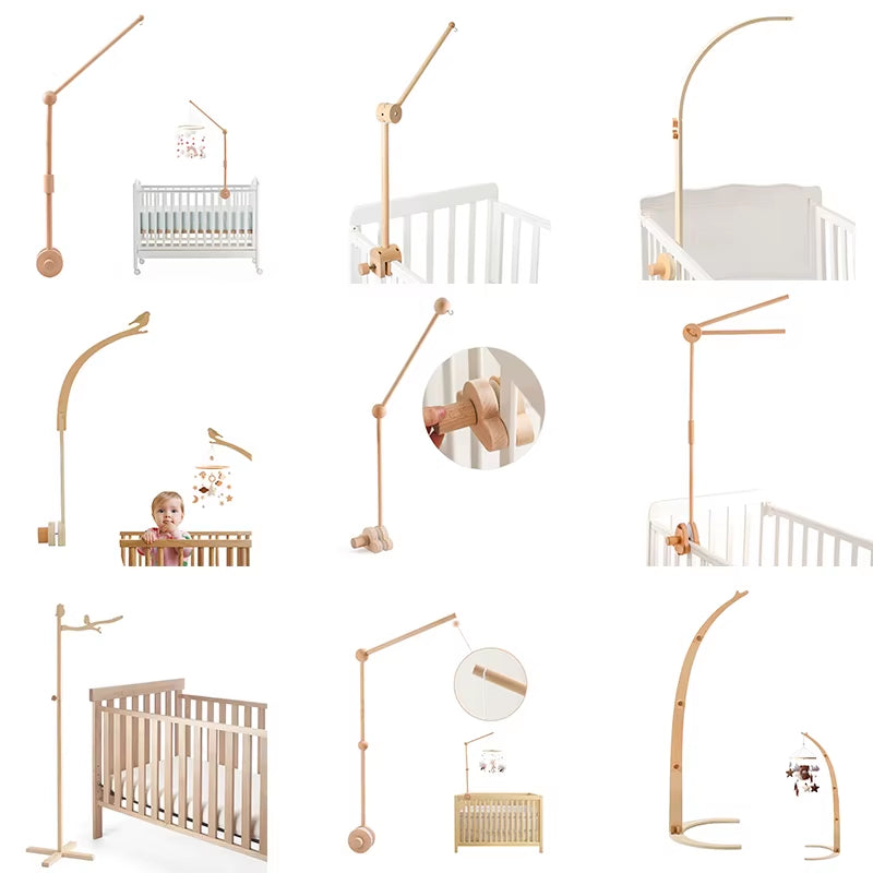 Wooden Baby Rattle Mobile with Crochet Bed Bell for Infants 0-12 Months - Crib Gift and Toy Holder