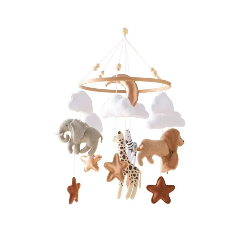 Wooden Baby Rattle Mobile with Crochet Bed Bell for Infants 0-12 Months - Crib Gift and Toy Holder
