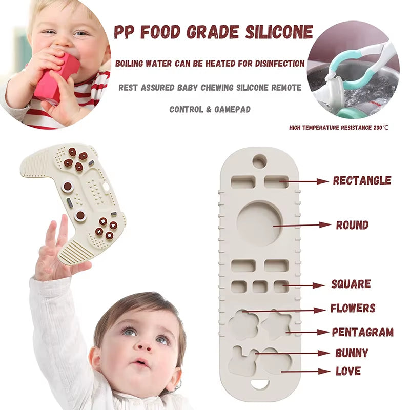 Silicone BPA-Free Baby Teething Toy in TV Remote Control Shape - Soothing Chew Relief for Infants and Toddlers