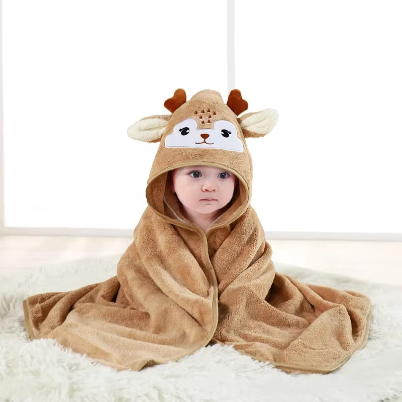 Hooded Cartoon Baby Bath Towel - Soft Swaddle Blanket for Infants, Ideal for Newborn Boys and Girls