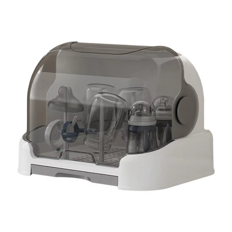 Dustproof Baby Bottle Drying Rack with Removable Drip Tray - Durable Storage Solution for Toddler Bottles