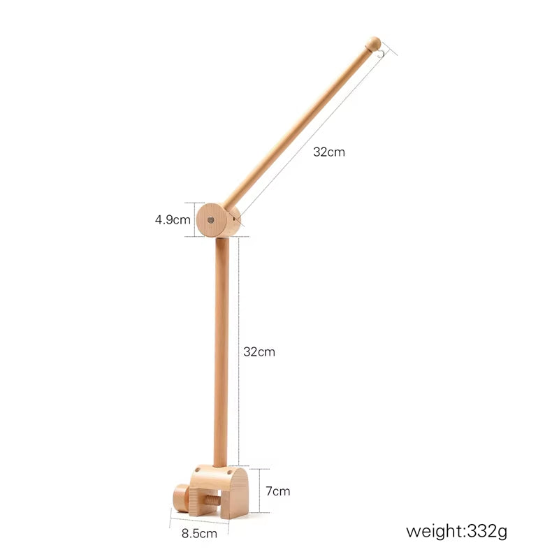 Wooden Baby Rattle Mobile with Crochet Bed Bell for Infants 0-12 Months - Crib Gift and Toy Holder