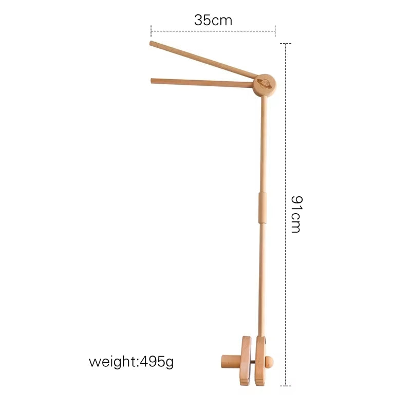 Wooden Baby Rattle Mobile with Crochet Bed Bell for Infants 0-12 Months - Crib Gift and Toy Holder