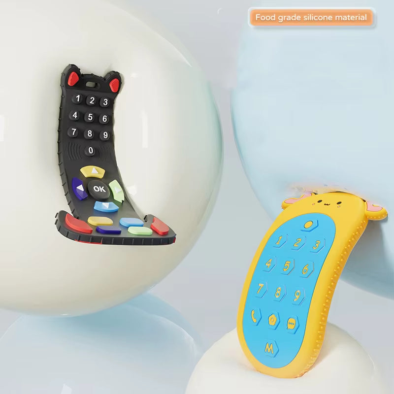 Silicone Baby Teether Toy - Remote Control Design for Teething Relief and Sensory Development (3-24 Months)