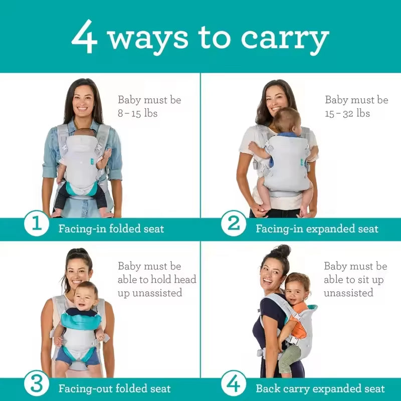 Multifunctional 4-in-1 Baby Carrier: Stretchy Sling Wrap for Newborns to Toddlers, Convertible Kangaroo Bag
