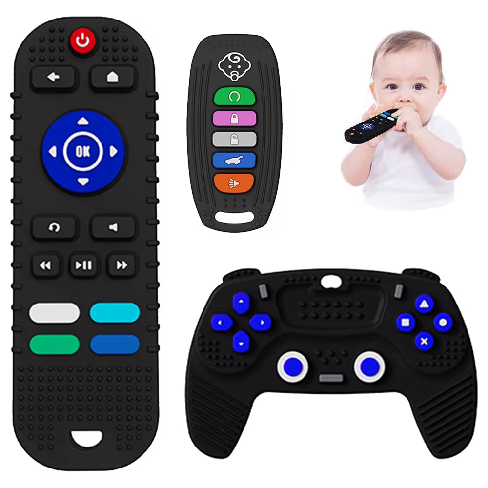 Silicone BPA-Free Baby Teething Toy in TV Remote Control Shape - Soothing Chew Relief for Infants and Toddlers