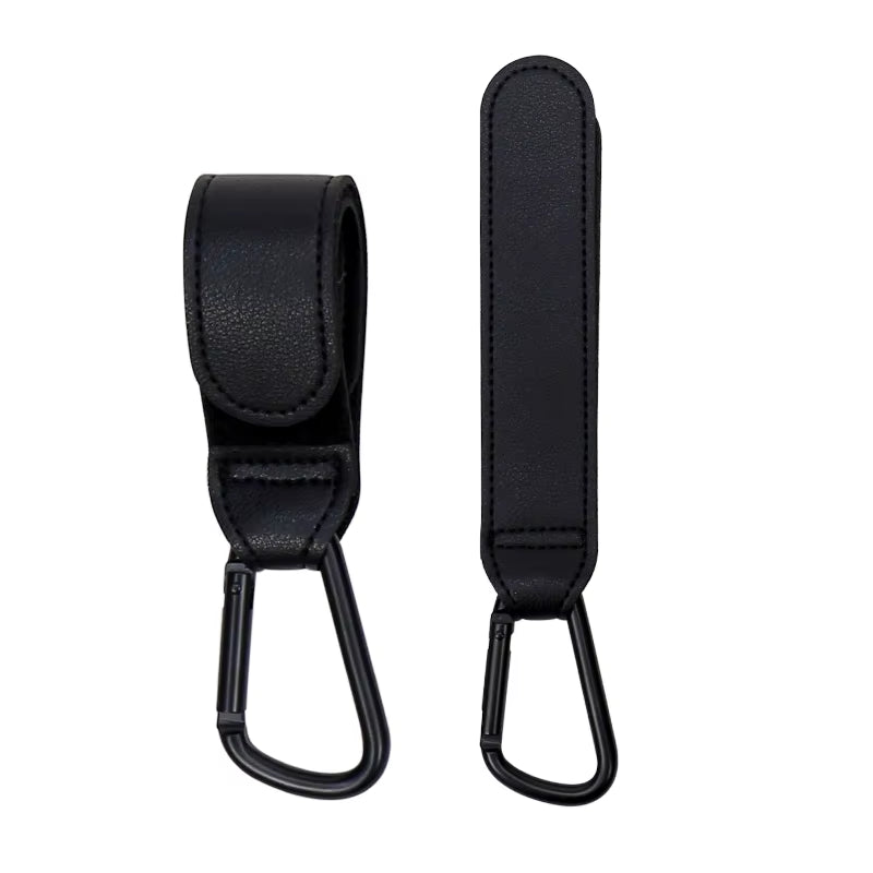 PU Leather Baby Stroller Hook - 360 Degree Rotatable Cart Organizer Accessory (Set of 1 or 2)