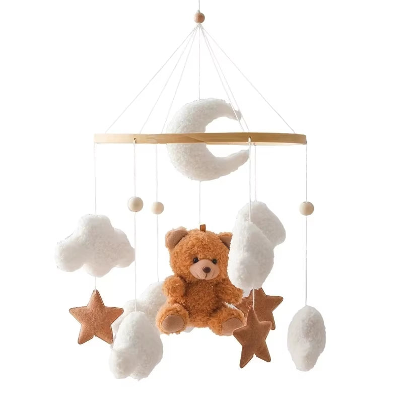 Wooden Baby Rattle Mobile with Crochet Bed Bell for Infants 0-12 Months - Crib Gift and Toy Holder