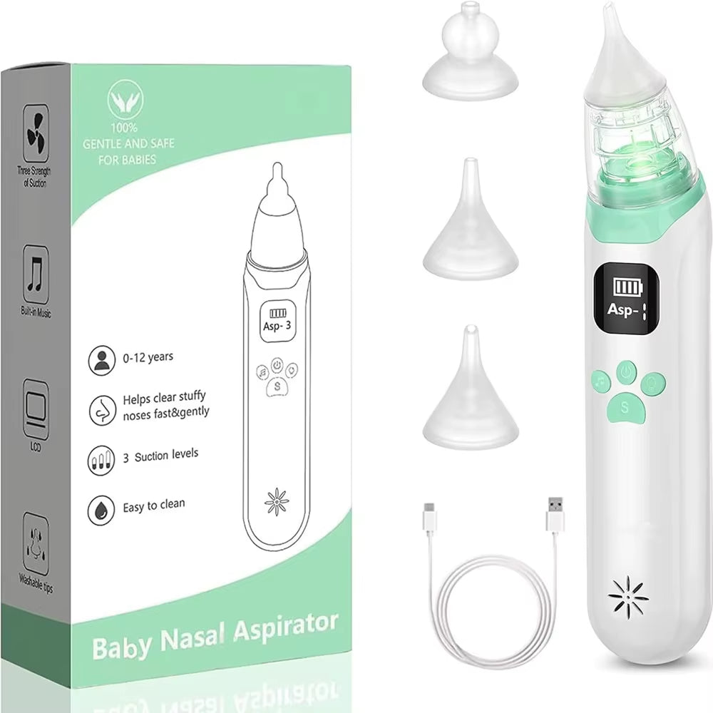 Electric Nasal Aspirator for Infants and Children - USB Rechargeable Nasal Care Device for Efficient Mucus Removal