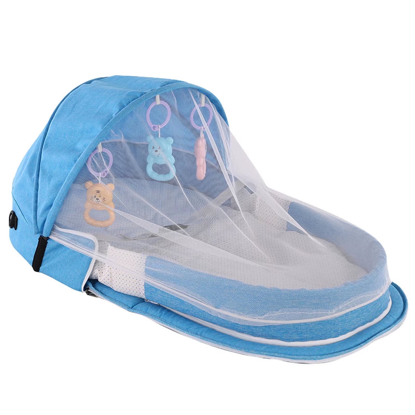 Portable Folding Baby Crib with Net and Awning - Ideal Infant Bed for Camping and Travel