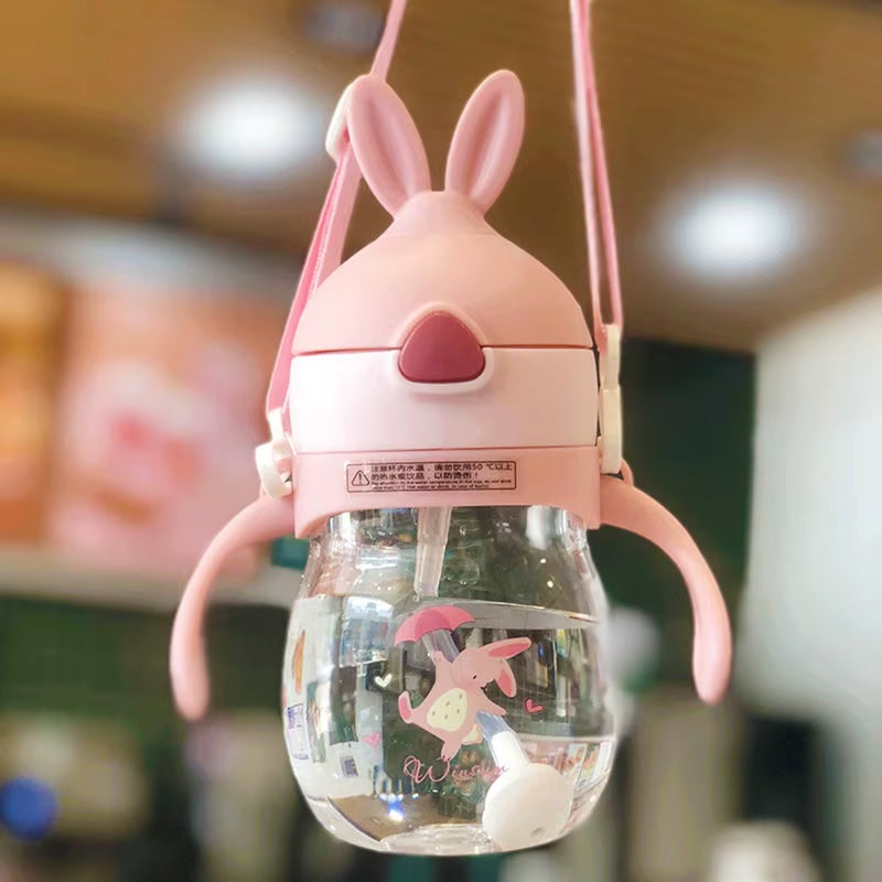 270ml Wide Mouth Feeding Bottle with Handles and Silicone Straw - Leakproof Design for Baby Training