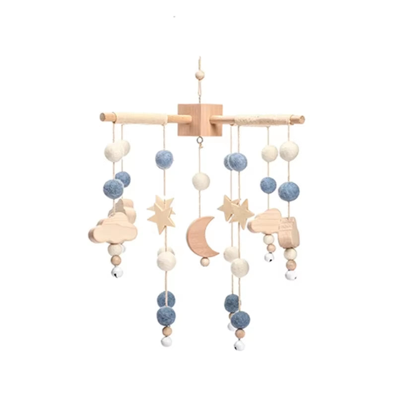 Wooden Baby Rattle Mobile with Crochet Bed Bell for Infants 0-12 Months - Crib Gift and Toy Holder