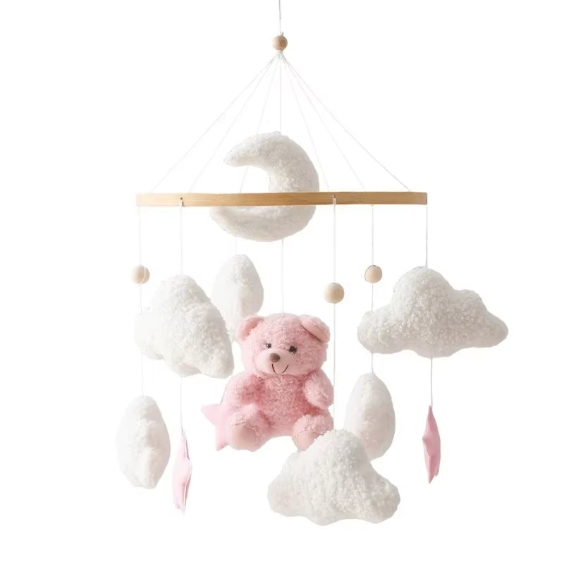 Wooden Baby Rattle Mobile with Crochet Bed Bell for Infants 0-12 Months - Crib Gift and Toy Holder