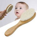 Natural Wooden Baby Hairbrush and Comb Set with Wool Brush - Ideal Infant Head Massager and Bath Brush for Newborns, Perfect Gift for Birth or Baptism Celebrations