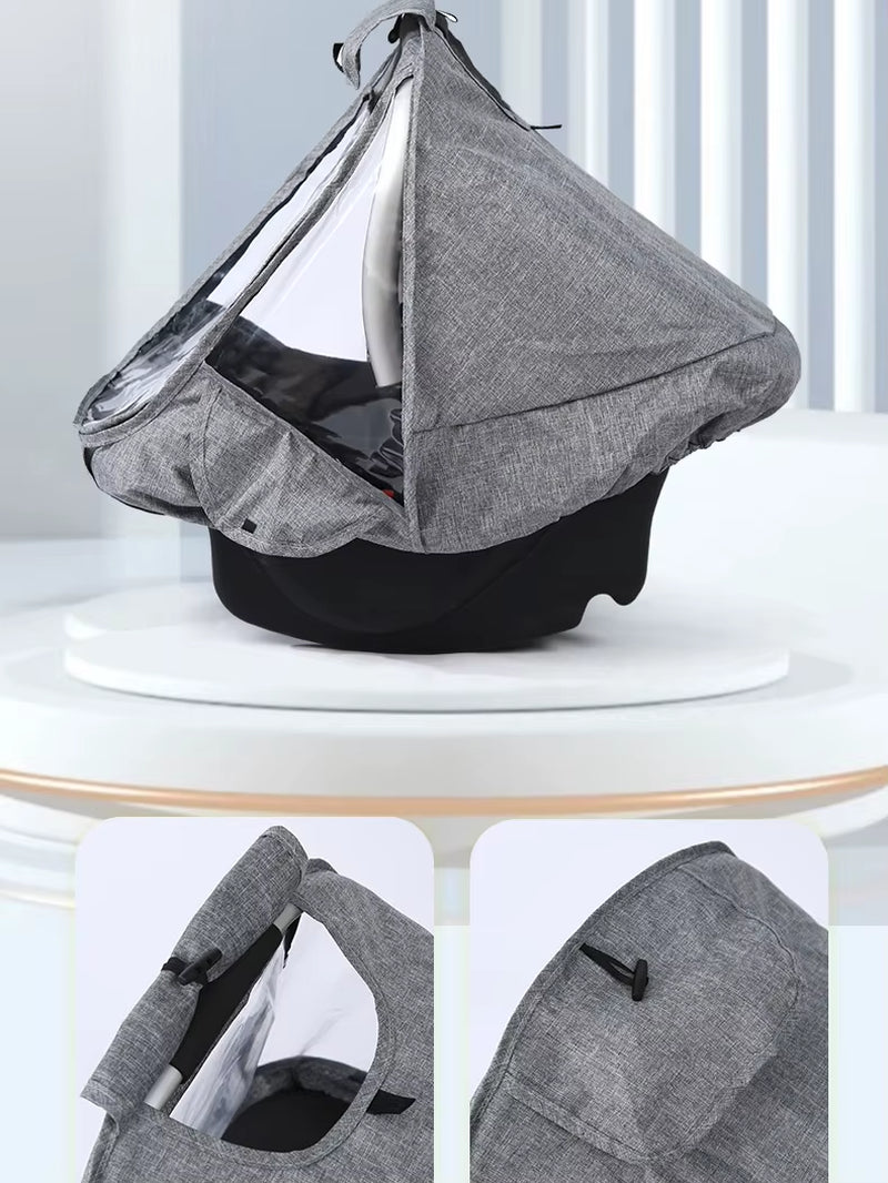 Portable Rain Cover for Baby Carriage and Stroller - Wind and Cold Resistant, Dust Protection for Newborn Car Seats