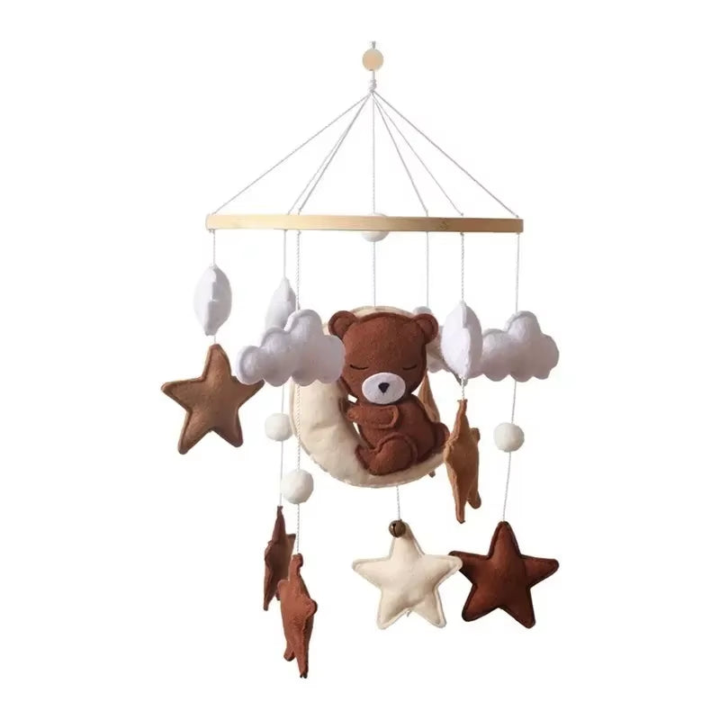 Wooden Baby Rattle Mobile with Crochet Bed Bell for Infants 0-12 Months - Crib Gift and Toy Holder