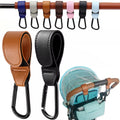 PU Leather Baby Stroller Hook - 360 Degree Rotatable Cart Organizer Accessory (Set of 1 or 2)