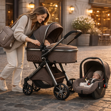 3-in-1 Lightweight Stroller with Bassinet and Car Seat, High-Quality Foldable Design for Infants and Toddlers (0-3 Years)