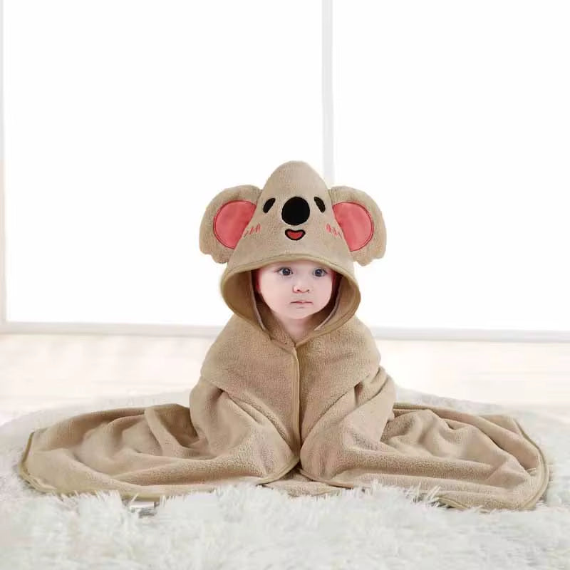 Hooded Cartoon Baby Bath Towel - Soft Swaddle Blanket for Infants, Ideal for Newborn Boys and Girls