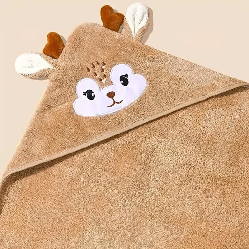 Hooded Cartoon Baby Bath Towel - Soft Swaddle Blanket for Infants, Ideal for Newborn Boys and Girls