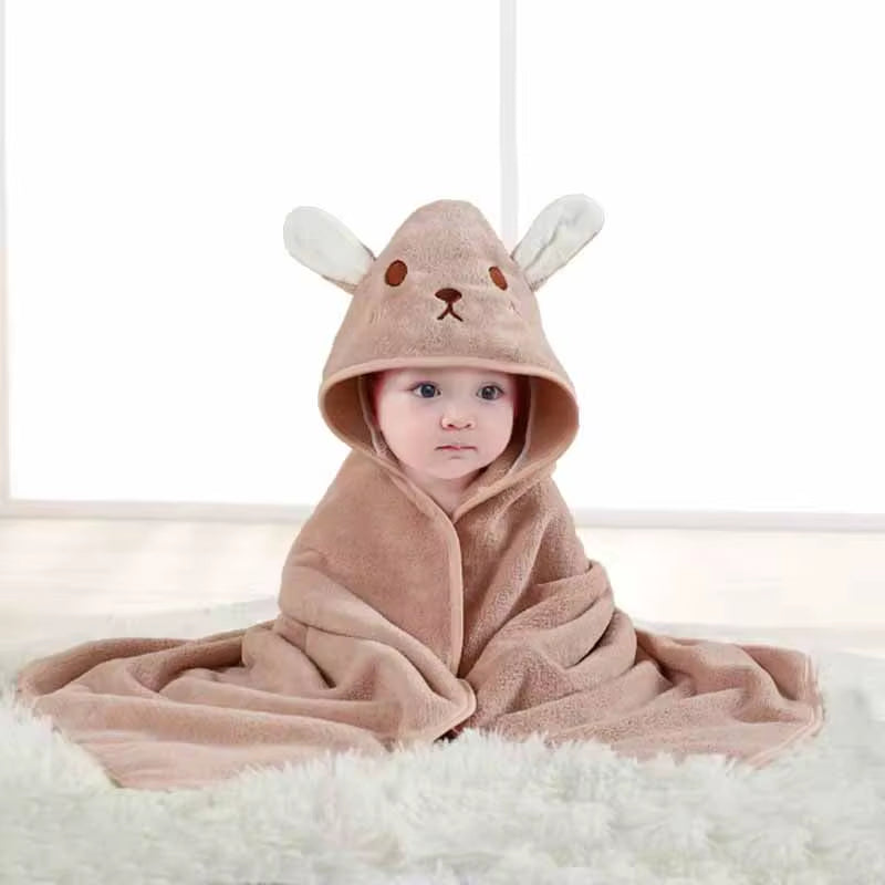 Hooded Cartoon Baby Bath Towel - Soft Swaddle Blanket for Infants, Ideal for Newborn Boys and Girls