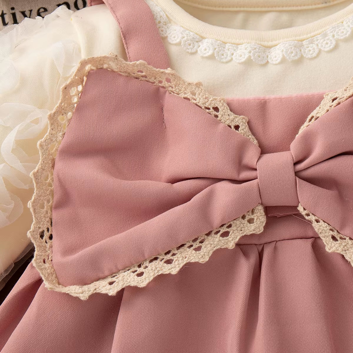 Autumn Collection: Elegant Bow Dress for Baby Girls, Long Sleeved Organza Apparel for Ages 6-24 Months