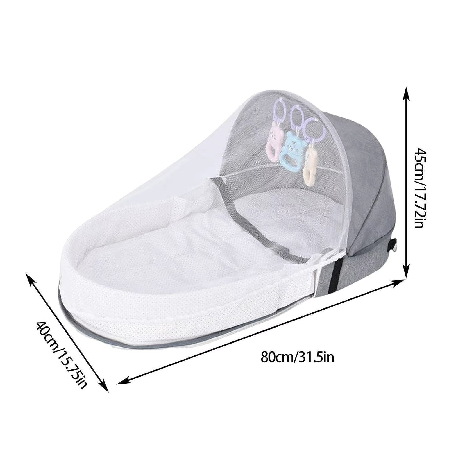 Portable Folding Baby Crib with Net and Awning - Ideal Infant Bed for Camping and Travel