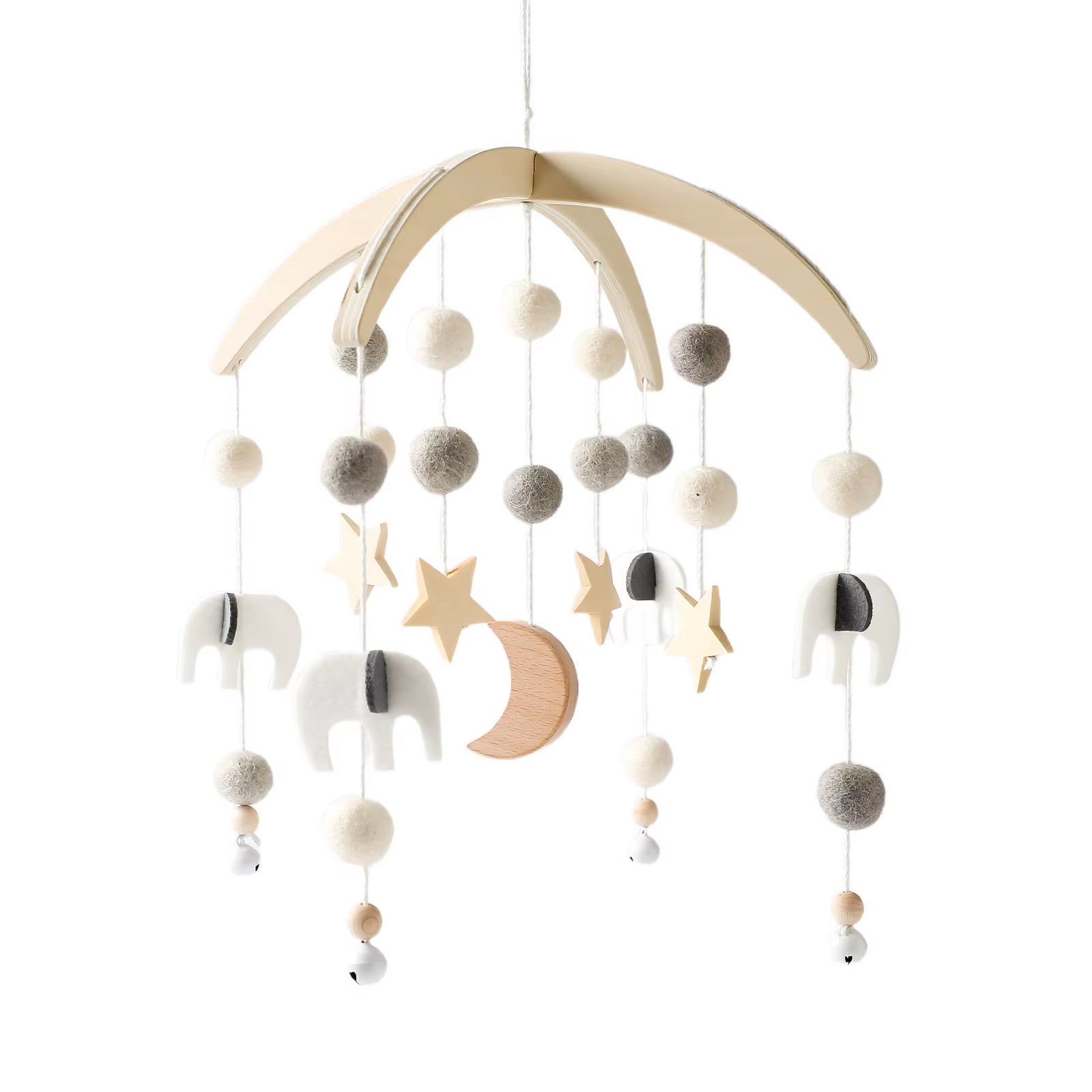 Wooden Baby Rattle Mobile with Crochet Bed Bell for Infants 0-12 Months - Crib Gift and Toy Holder