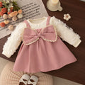 Autumn Collection: Elegant Bow Dress for Baby Girls, Long Sleeved Organza Apparel for Ages 6-24 Months
