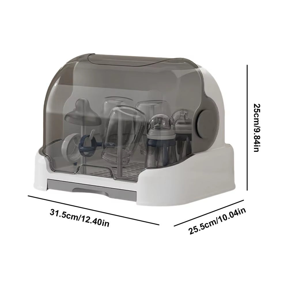 Dustproof Baby Bottle Drying Rack with Removable Drip Tray - Durable Storage Solution for Toddler Bottles