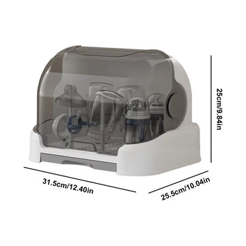 Dustproof Baby Bottle Drying Rack with Removable Drip Tray - Durable Storage Solution for Toddler Bottles